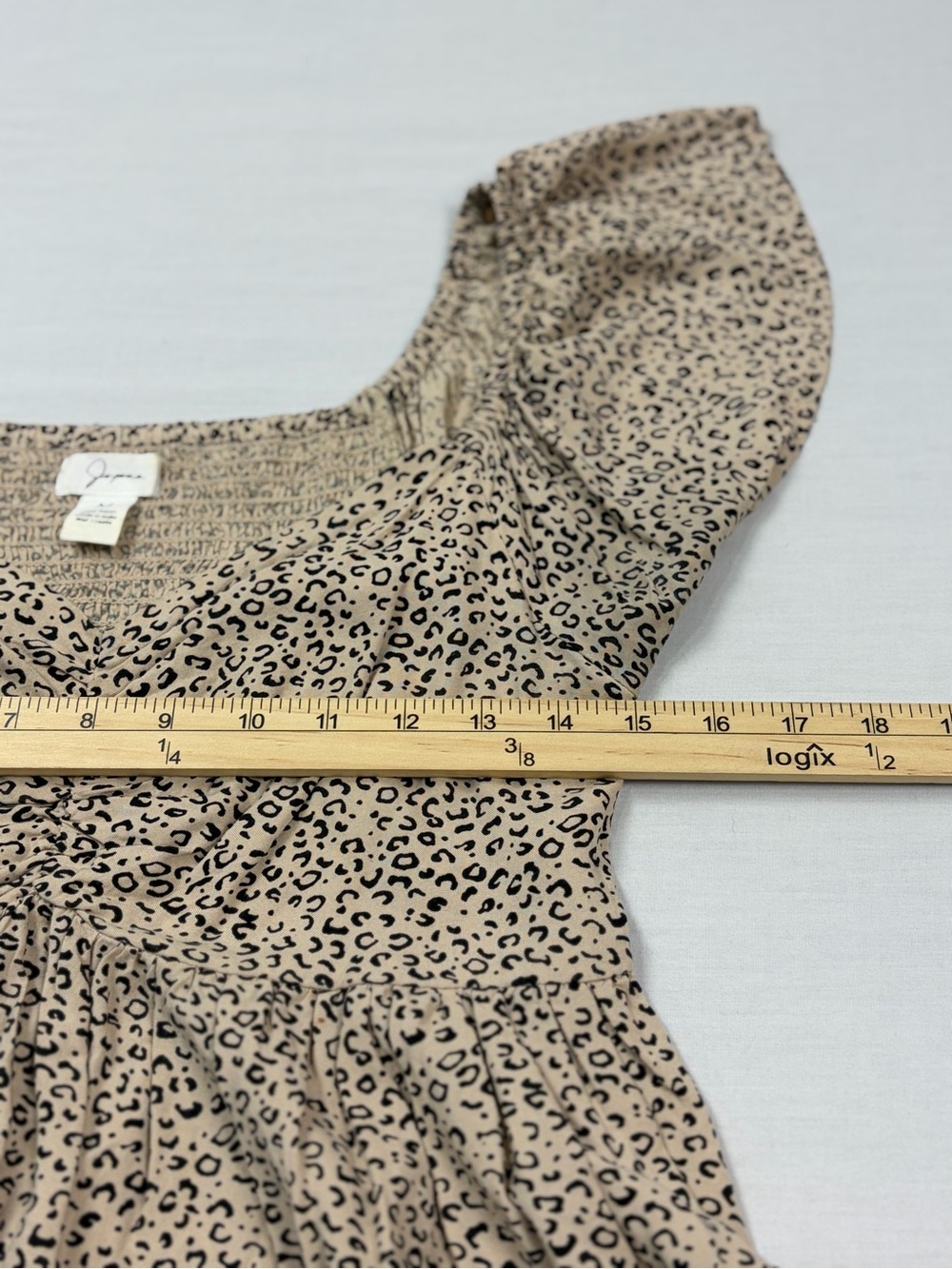 Japna Leopard Animal Print Ruched Sweetheart Flutter Sleeve Peplum Blouse M - Picture 8 of 11